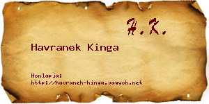 Havranek Kinga névjegykártya